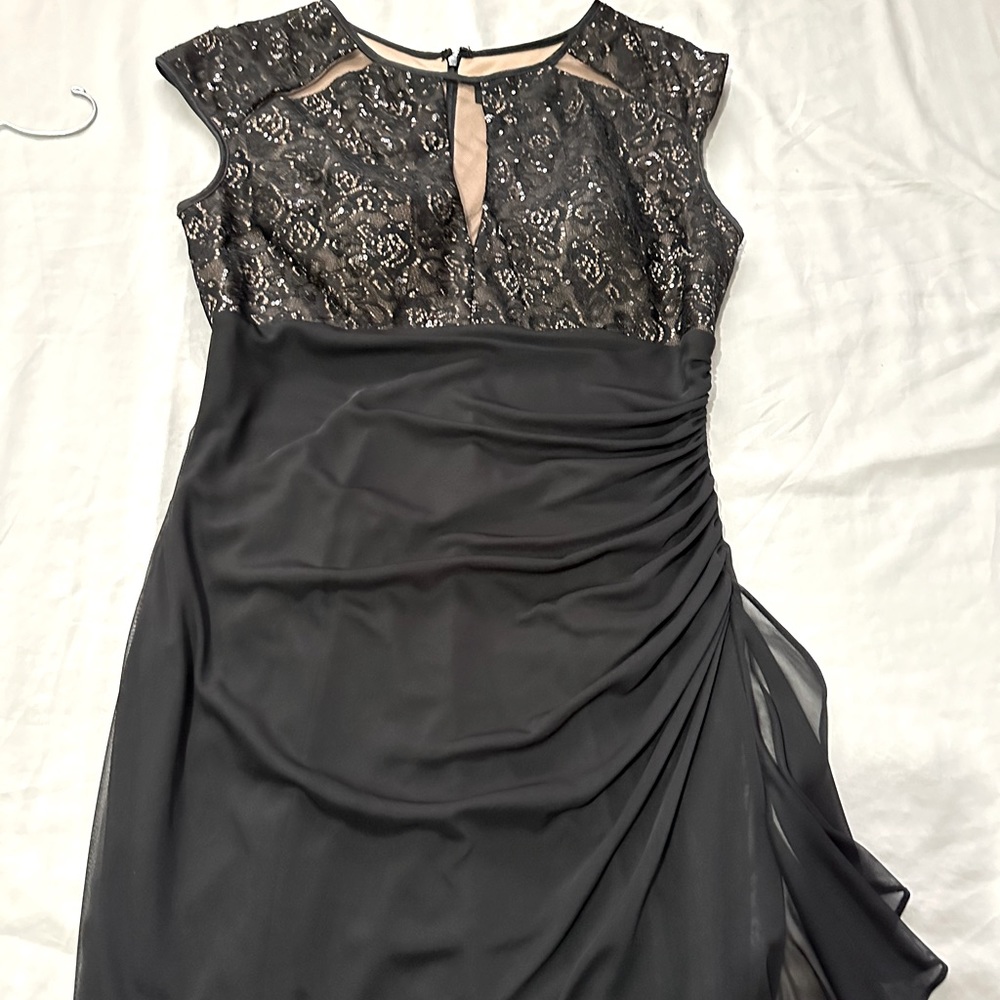 Gently used Betsy and Adam rushed Black cocktail dress size 12